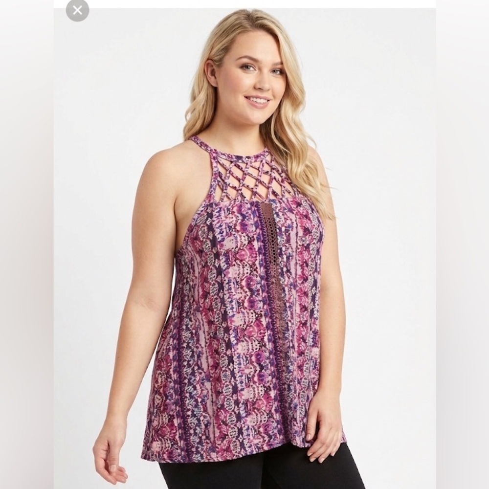 Torrid super soft knits size 1X purple sleeveless boho top